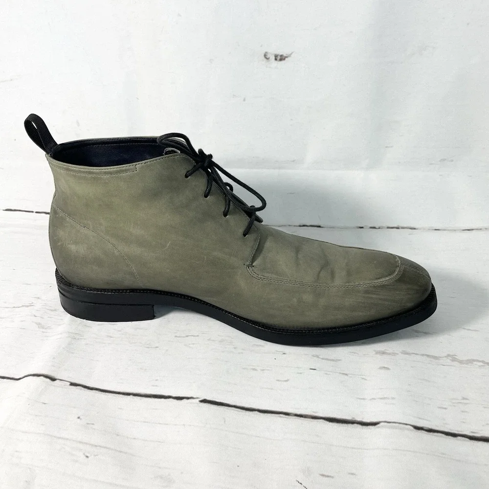 Cole Haan Wagner Boots Men's 13M Gray Chukka Apron Toe Leather Waterproof